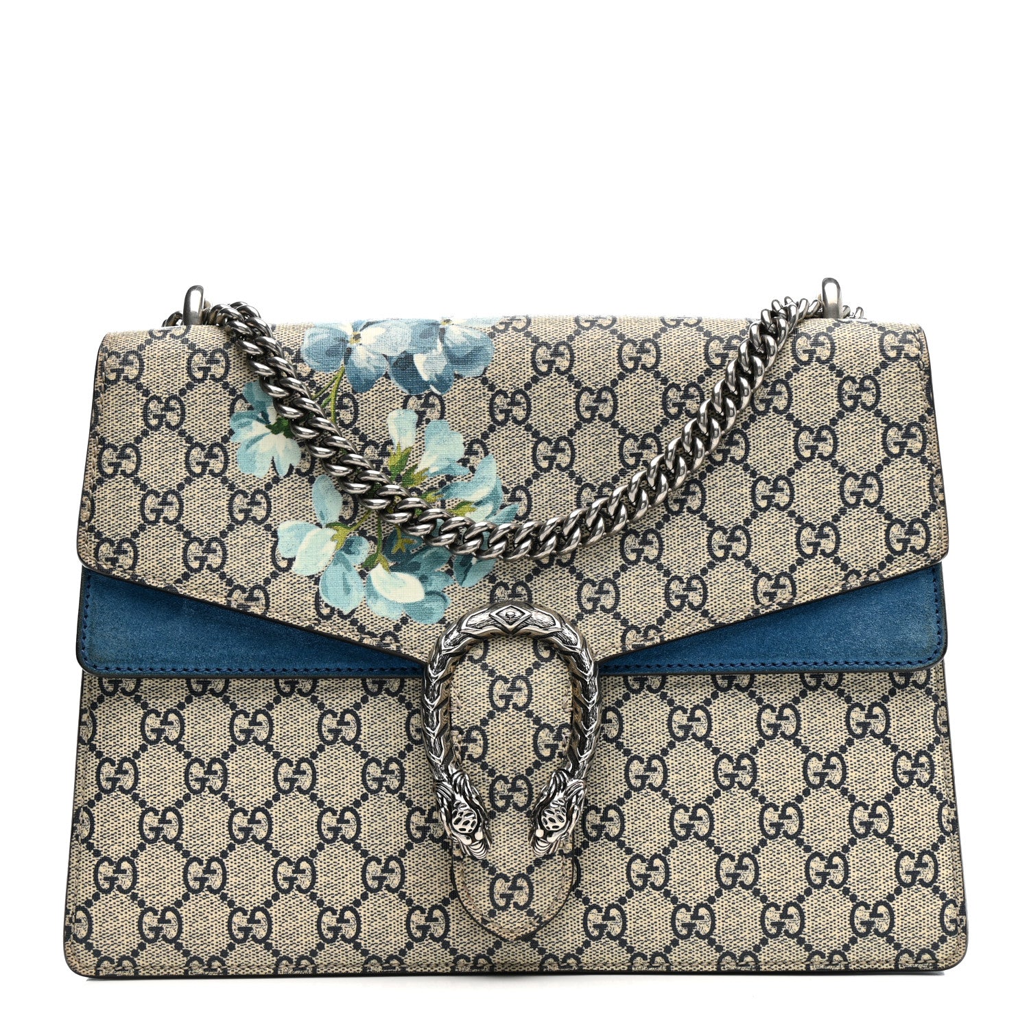Gucci GG Supreme Monogram Blooms Medium Dionysus Shoulder Bag Beige Navy Vintage Blue 1 of 18