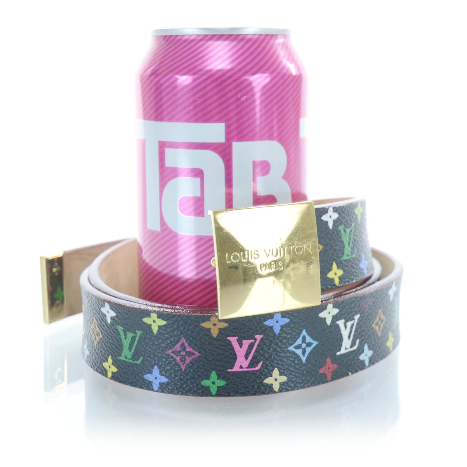 Louis Vuitton Monogram Multicolor Belt Black w Gold Buckle 90 36 2 of 7