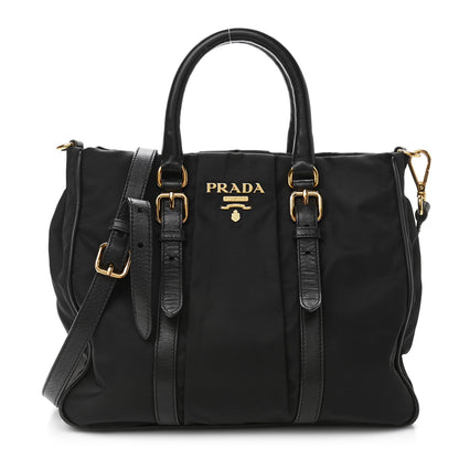 Prada Tessuto Nylon Soft Calfskin Tote Black 1 of 11