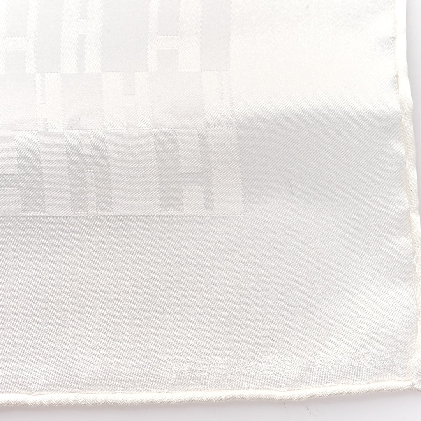 Silk Faconnee Grand H Pocket Square Scarf 45 White