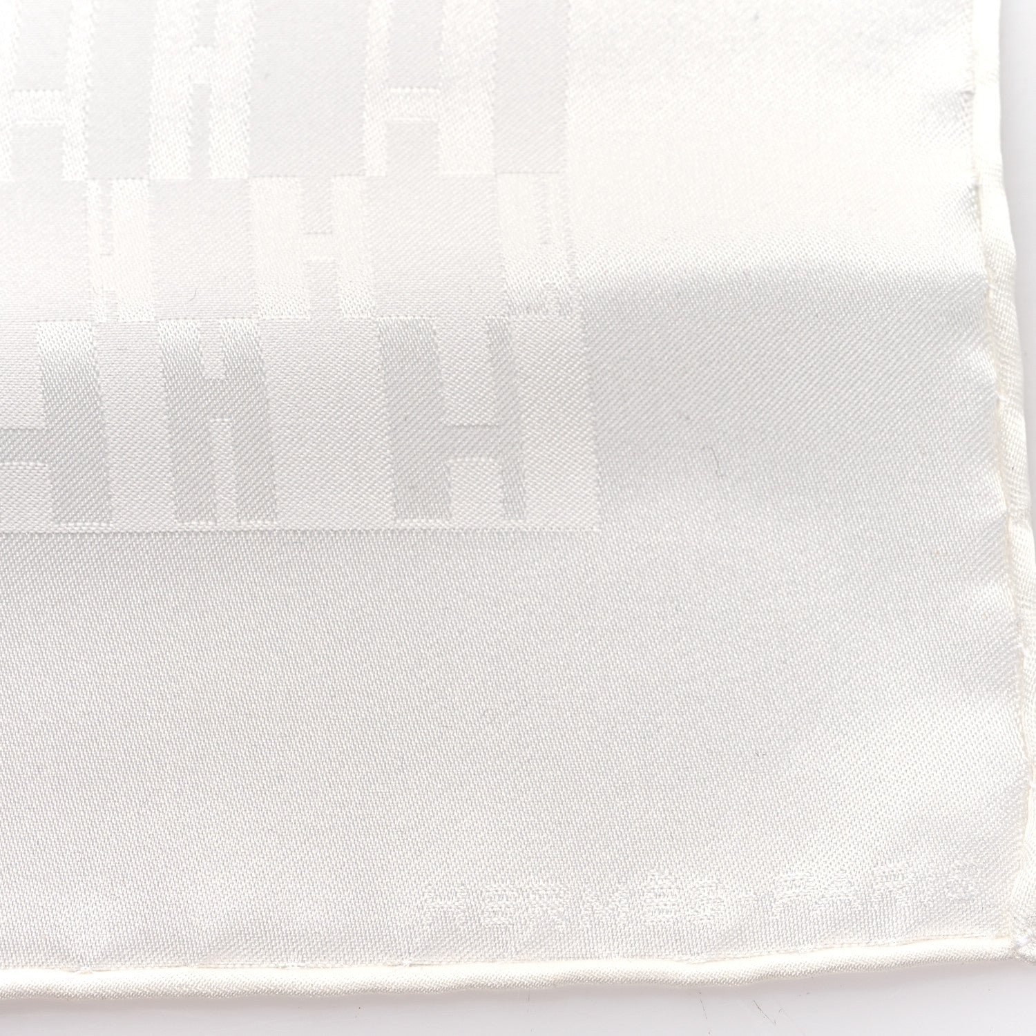 Hermes Silk Faconnee Grand H Pocket Square Scarf 45 White 2 of 3
