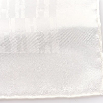Hermes Silk Faconnee Grand H Pocket Square Scarf 45 White 2 of 3