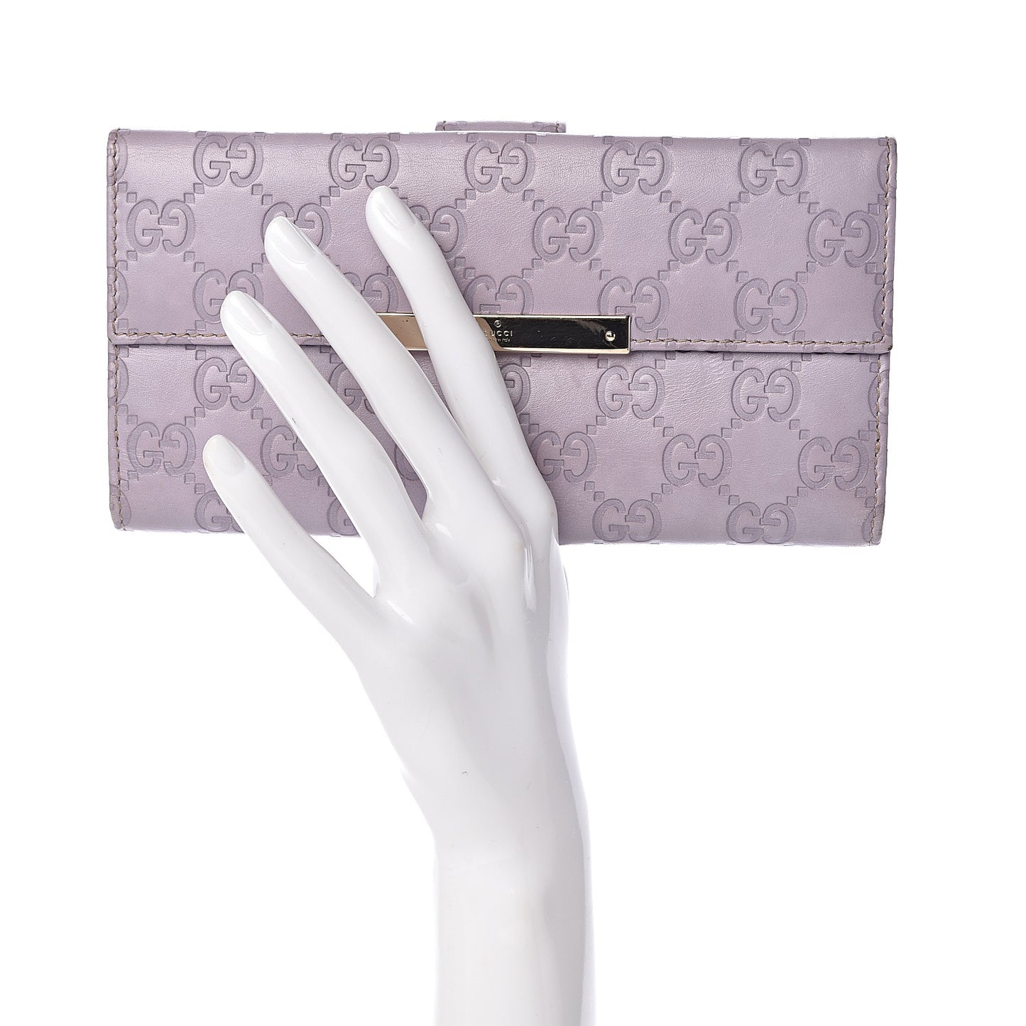 Guccissima Metal Bar Continental Wallet Lavender