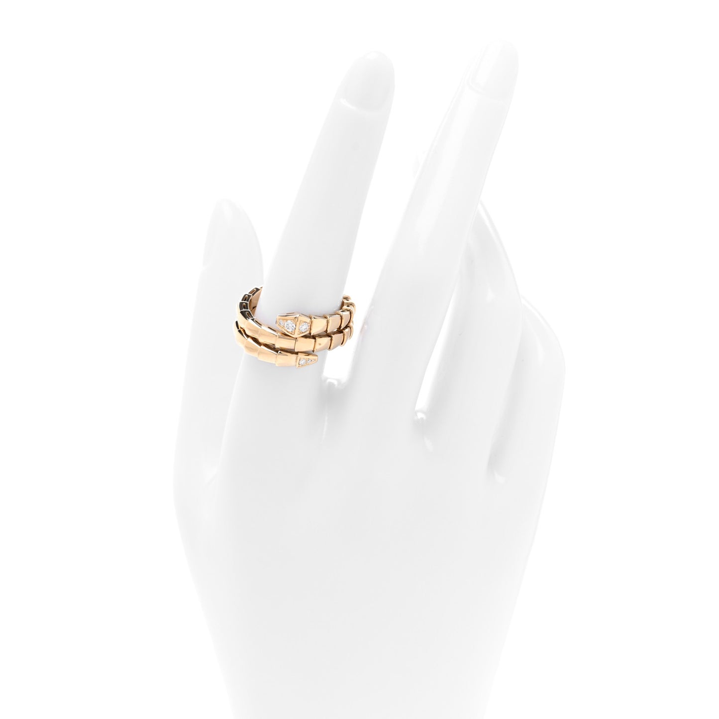 18K Yellow Gold Diamond Serpenti Viper Wrap Ring XL