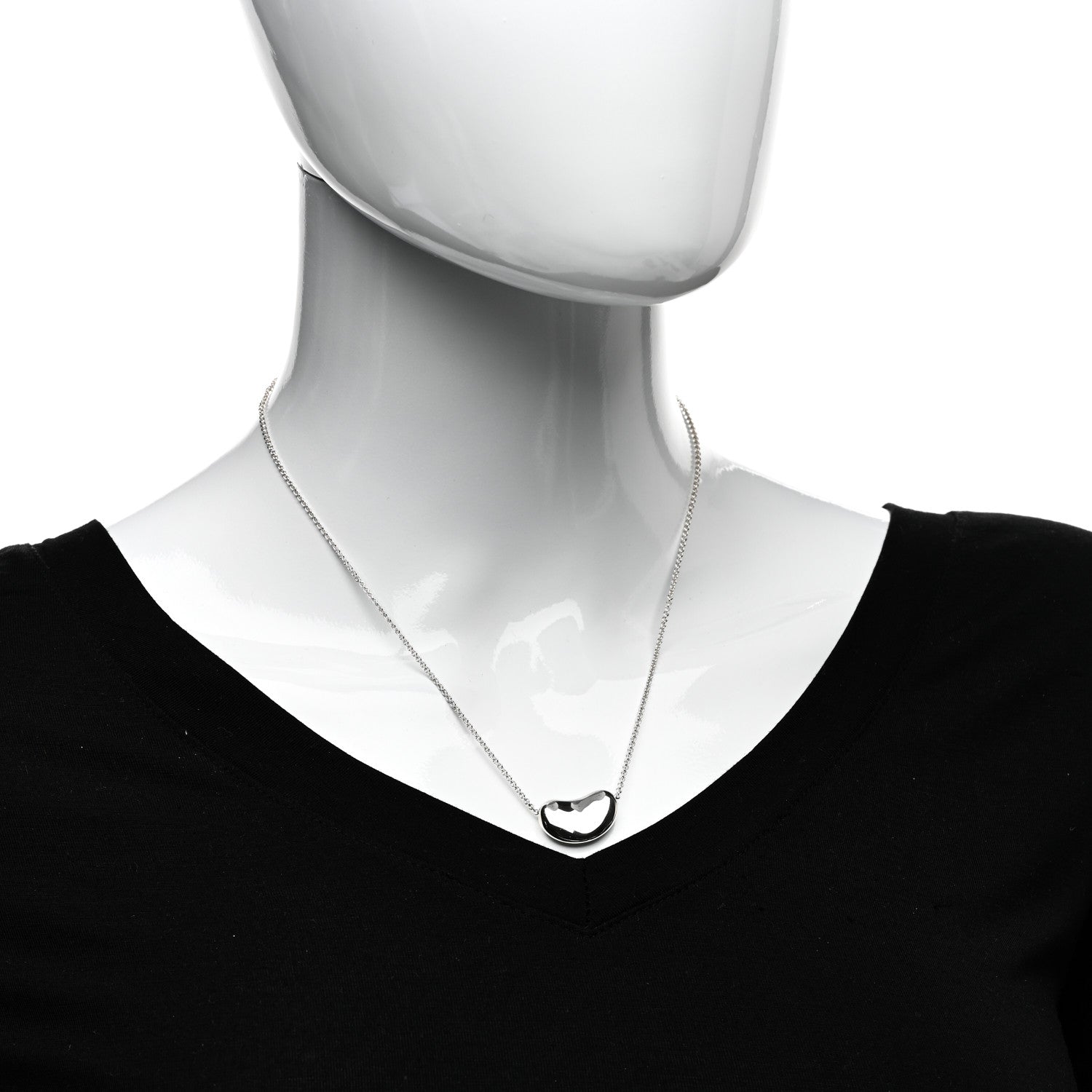Tiffany Sterling Silver 20mm Elsa Peretti Bean Pendant Necklace 2 of 5