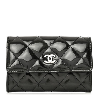Chanel Striated Patent Quilted Card Holder Black 1 of 9