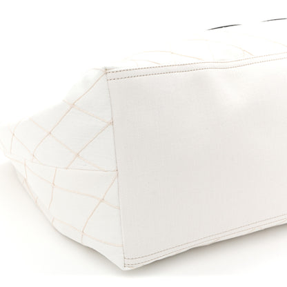 Chanel Denim Calfskin Quilted Coco Beach Small Shopping Tote White Black 10 of 11