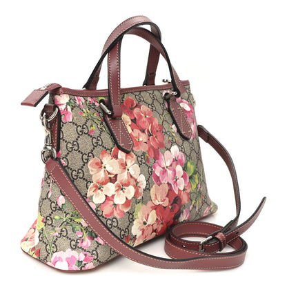 Gucci GG Supreme Monogram Blooms Small Zippered Tote Beige Multicolor Dry Rose 3 of 10