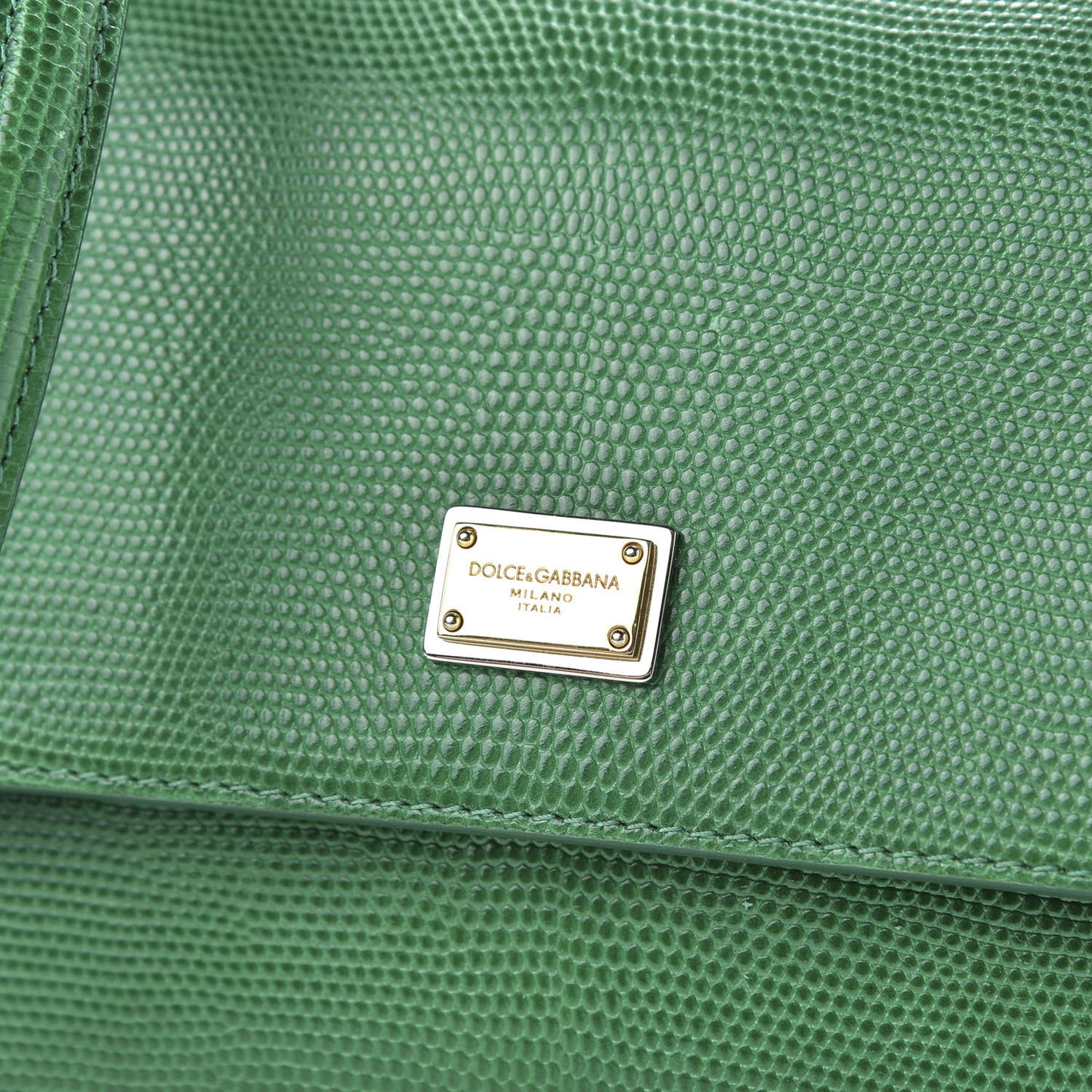 Iguana Calfskin Embossed Medium Miss Sicily Satchel Green