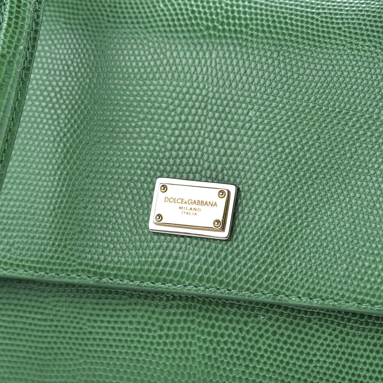 Dolce & Gabbana Iguana Calfskin Embossed Medium Miss Sicily Satchel Green 9 of 9