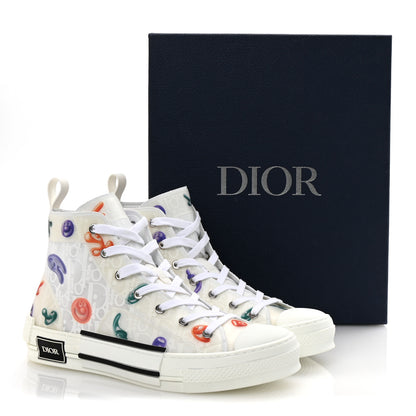 Christian Dior X KENNY SCHARF Technical Canvas Oblique Patch Mens B23 High Top Sneakers  42 White Blue 10 of 10