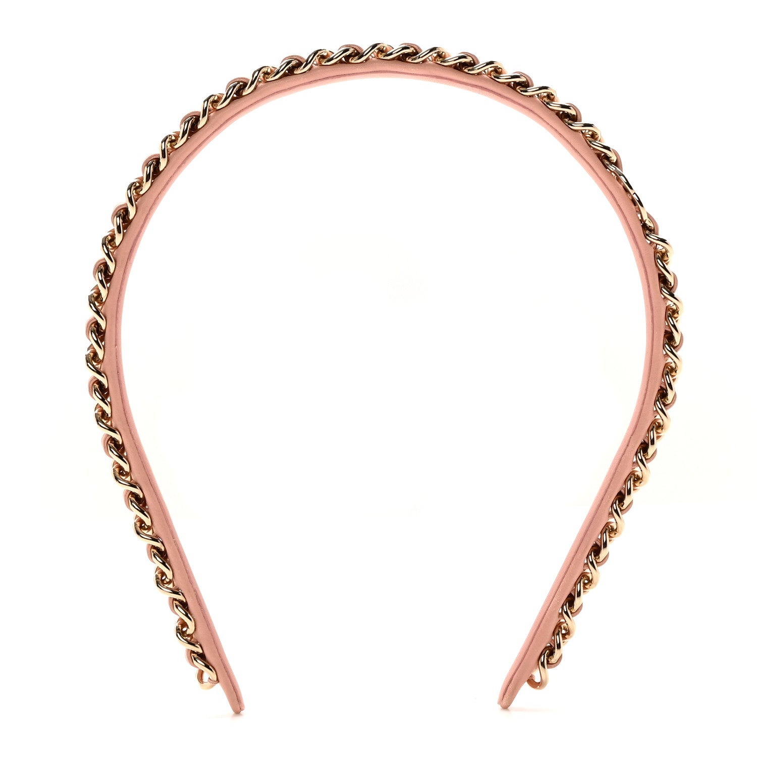 Chanel Metal Lambskin CC Turnlock Chain Headband Gold Pink 1 of 8