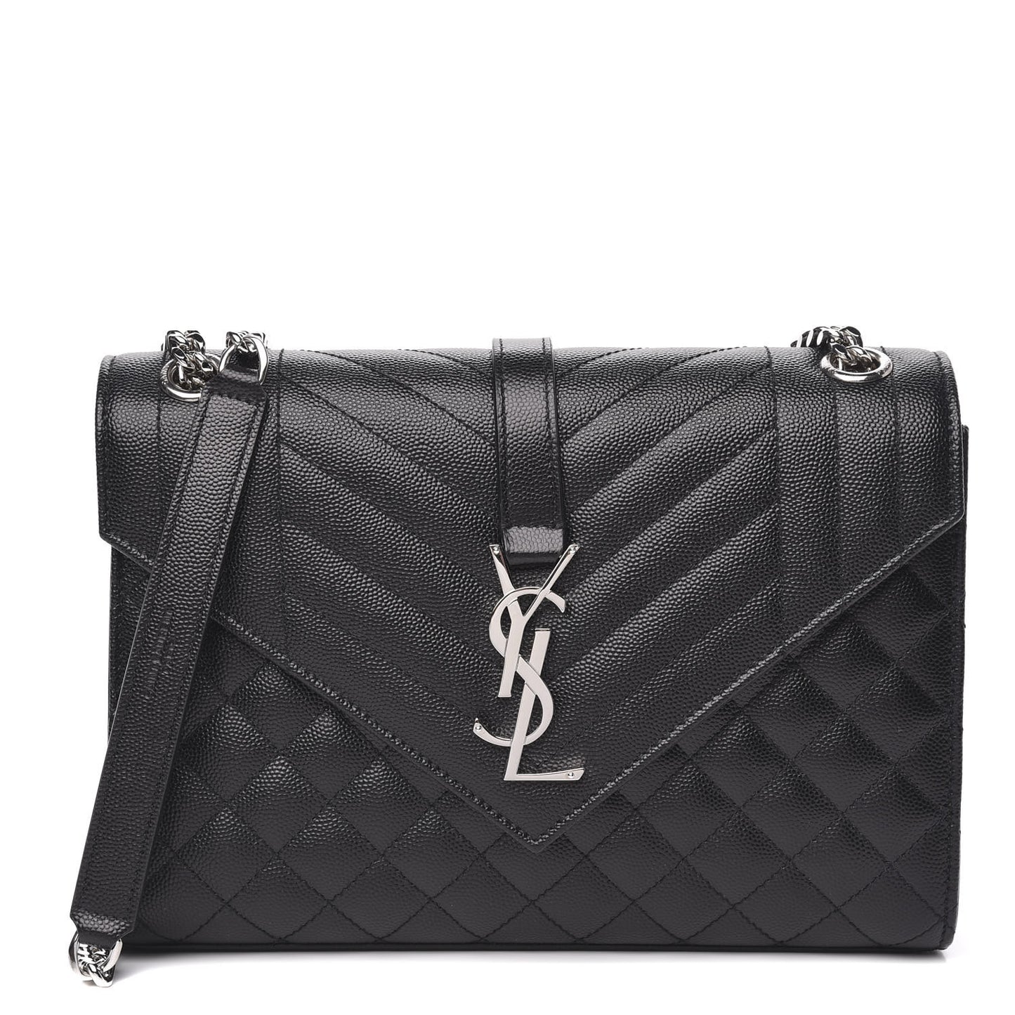 Grain De Poudre Textured Mixed Matelasse Triquilt Medium Monogram Satchel Black