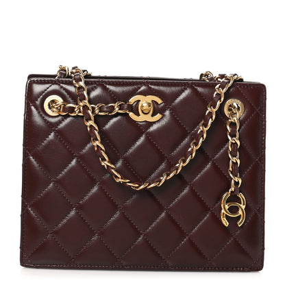 Chanel Shiny Calfskin Quilted Small Shopping Bag Burgundy 1 of 10