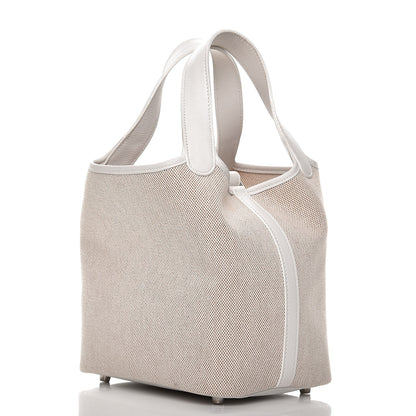 Hermes Toile Swift Picotin 18 PM White 3 of 8