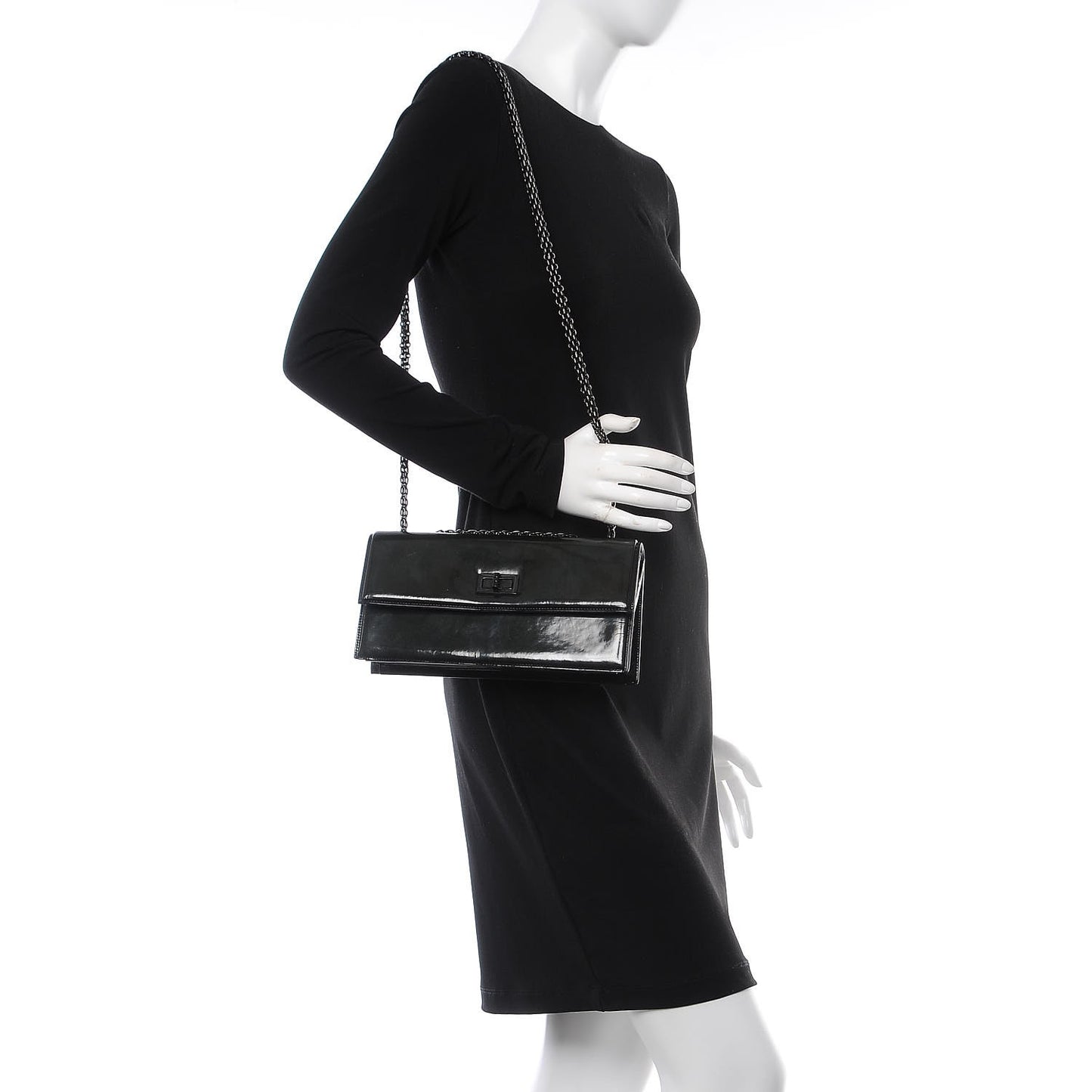Patent Mademoiselle Single Flap So Black