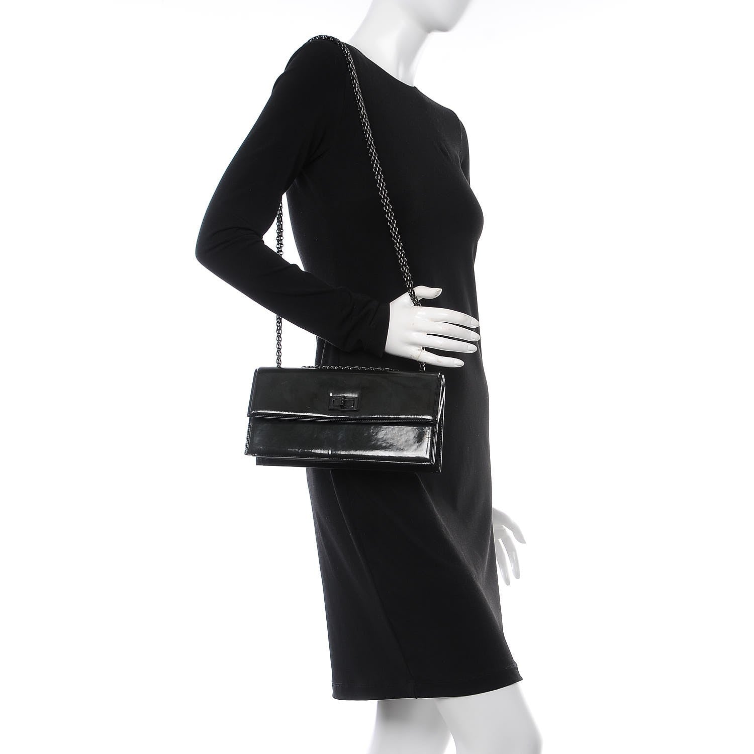Chanel Patent Mademoiselle Single Flap So Black 3 of 10