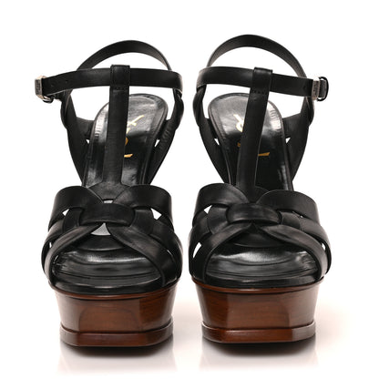 Saint Laurent Calfskin Tribute 105 Platform Sandals 37 Black 2 of 8
