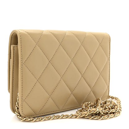 Chanel Lambskin Quilted Golden Class Wallet On Chain WOC Dark Beige 3 of 14