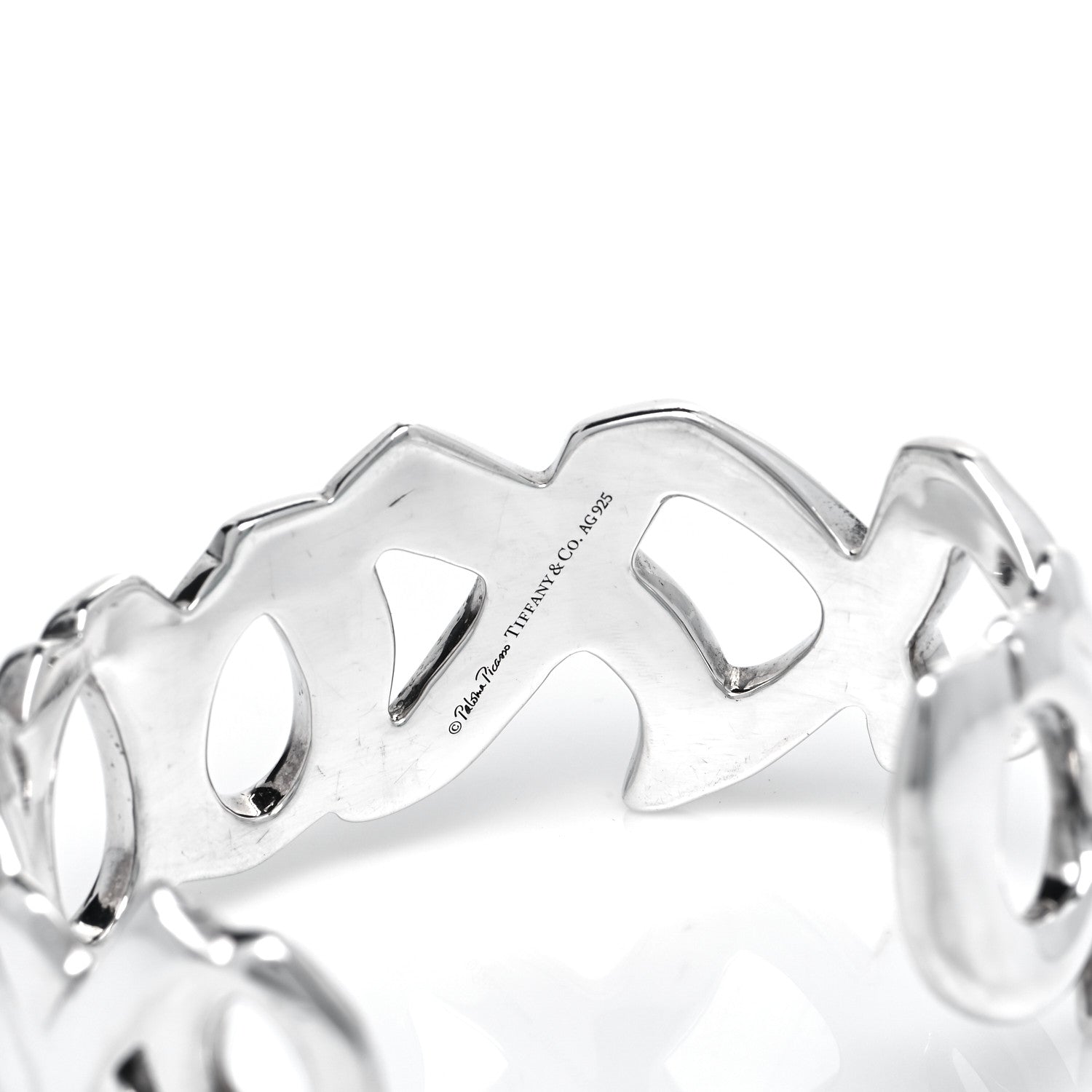 Tiffany Sterling Silver Paloma's Graffiti Love & Kisses Cuff Bracelet 8 of 10