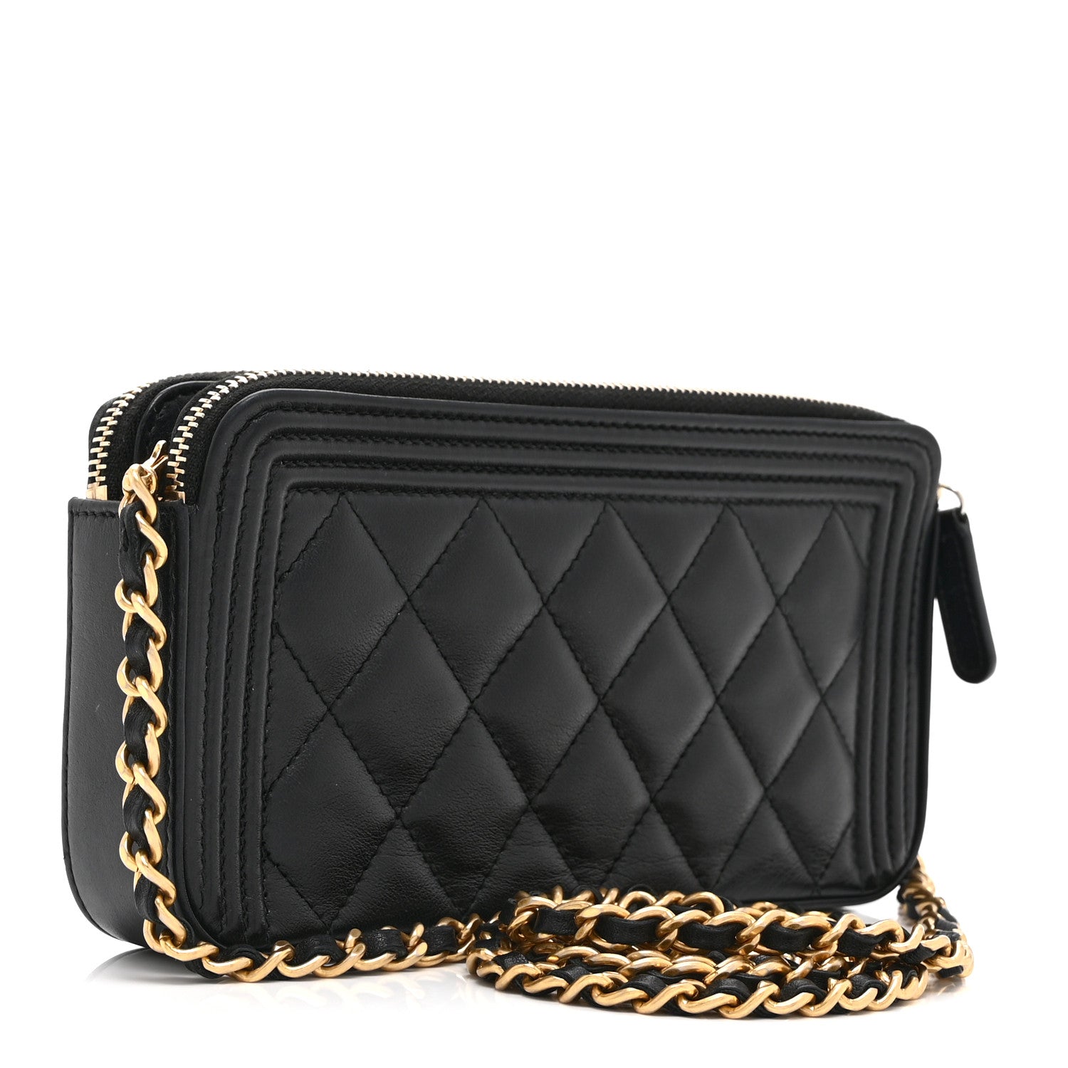Chanel Calfskin Quilted Small Boy Clutch With Chain Black 3 of 12