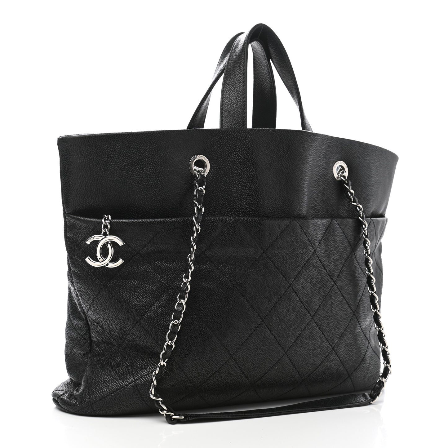 Caviar Quilted Large CC Tote Black