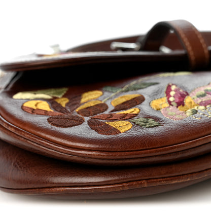 Christian Dior Calfskin Embroidered Romantic Flowers Saddle Bag Brown 8 of 9