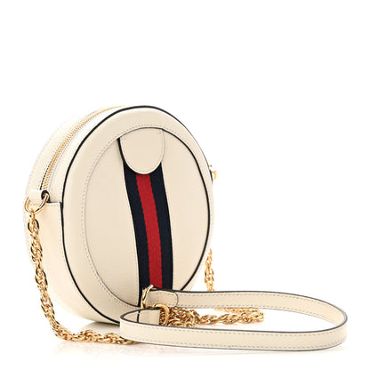 Gucci Textured Calfskin Web Mini Ophidia Round Shoulder Bag Mystic White 3 of 12