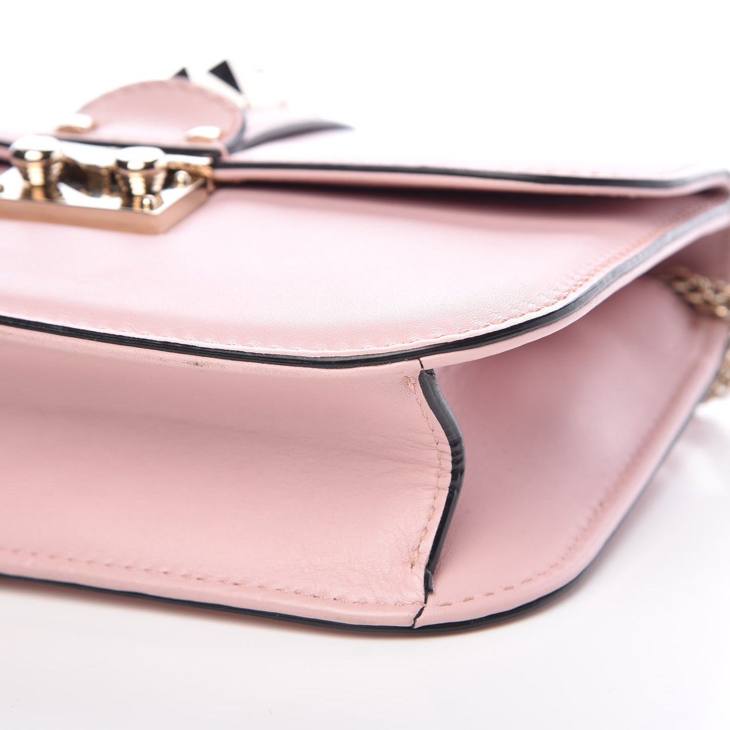 Vitello Small Glam Lock Rockstud Flap Water Rose
