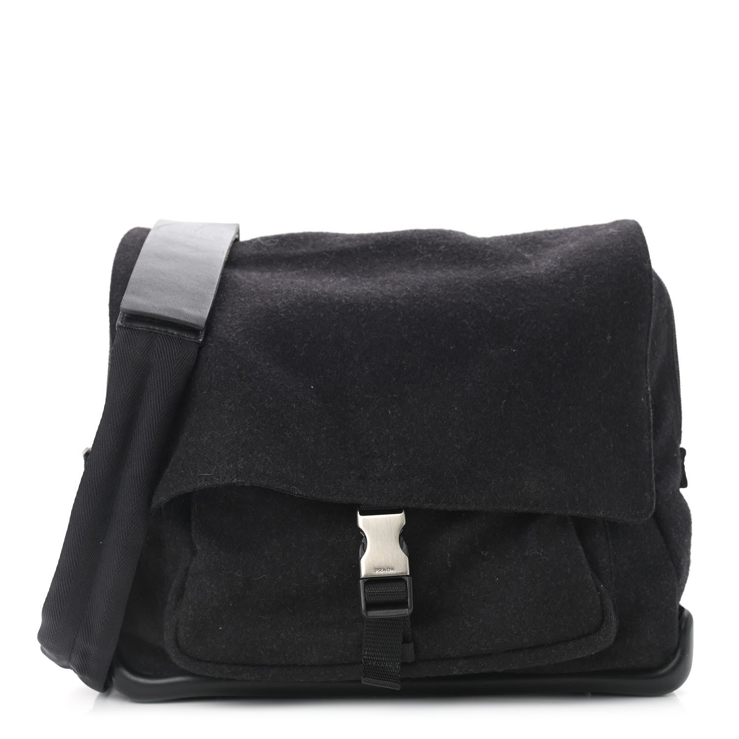 Prada Wool Messenger Satchel Black 1 of 12