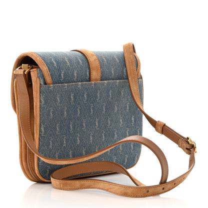 Saint Laurent Suede All-Over Monogram Small Le Monogramme Satchel Denim 3 of 12