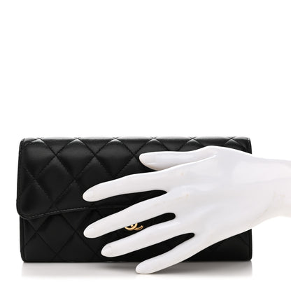 Chanel Lambskin Quilted Large Gusset Flap Wallet Black 2 of 10