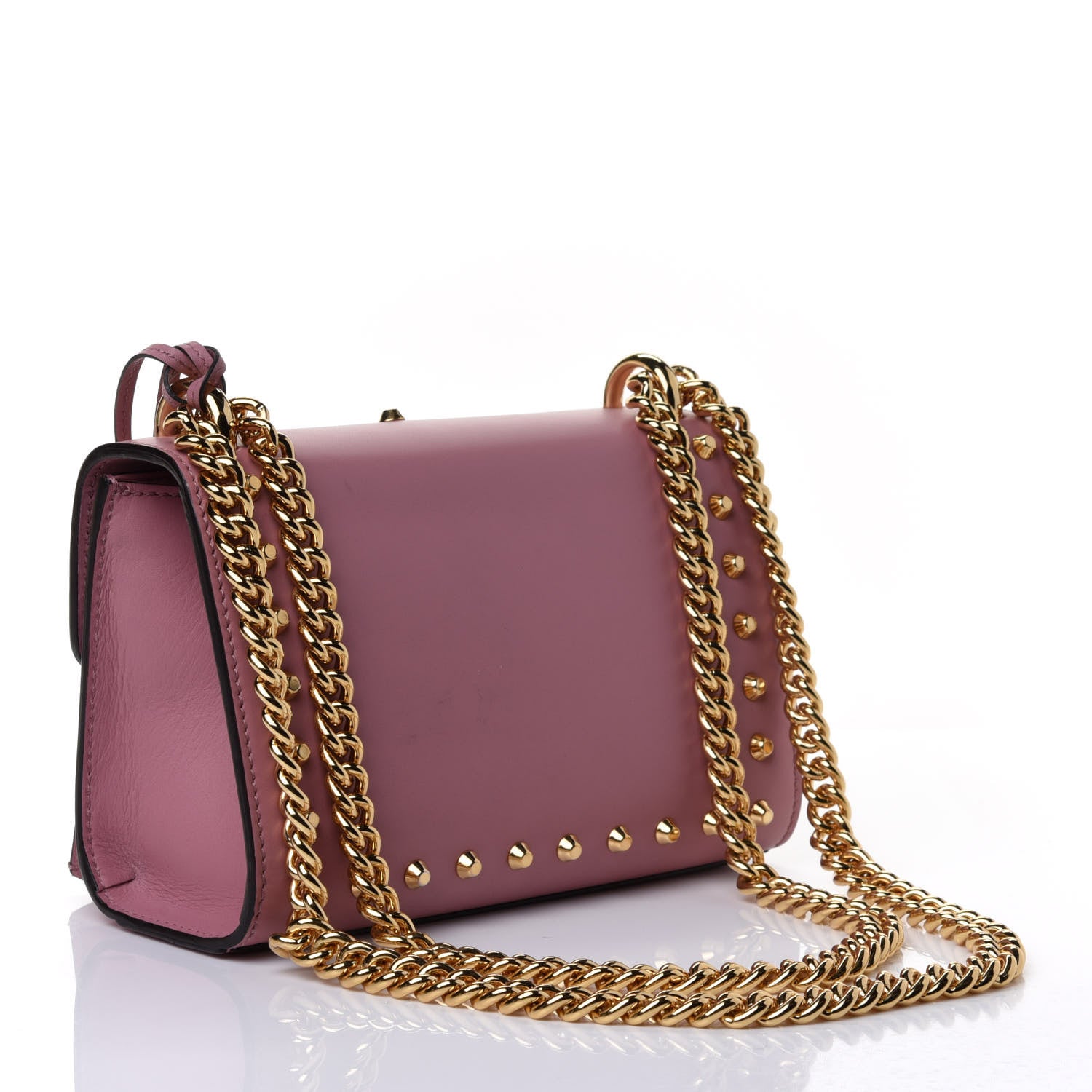 Gucci Calfskin Studded Small Padlock Shoulder Bag Carmine Rose 2 of 4
