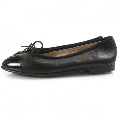 Chanel Patent Leather Tip Ballerina Flats 34.5 Black 2 of 9