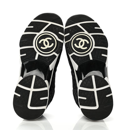 Chanel Suede Calfskin Printed CC Sneakers 38.5 Black 5 of 10