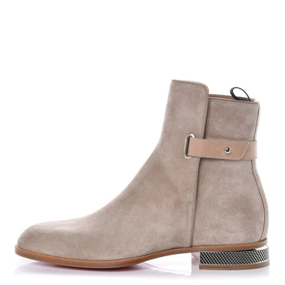 Christian Louboutin Veau Velours Grosgrain Cortino Boots 40.5 Mandorla 1 of 9