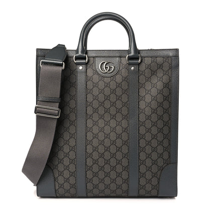 Gucci GG Supreme Monogram Textured Dollar Calfskin Medium Ophidia Tote Grey Black Graphite Grey 1 of 8