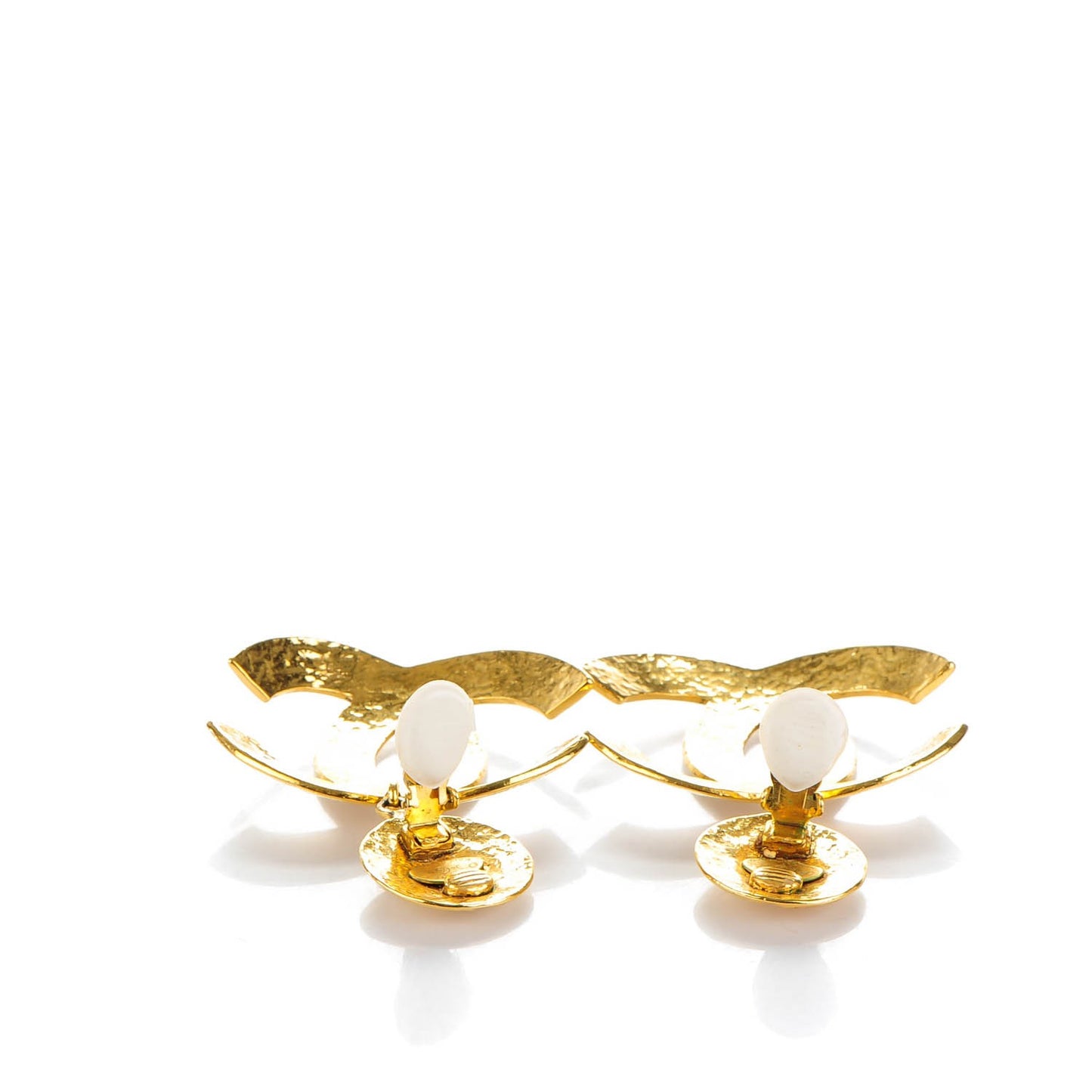 CC Large Drop Clip On Earrings Gold