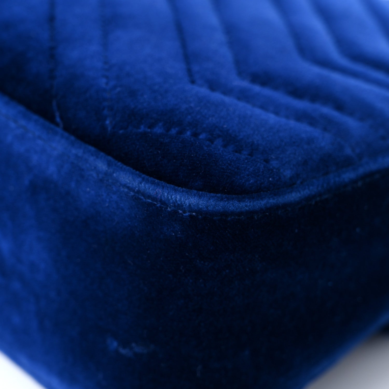 Gucci Velvet Matelasse Medium GG Marmont Shoulder Bag Cobalt Blue 11 of 20
