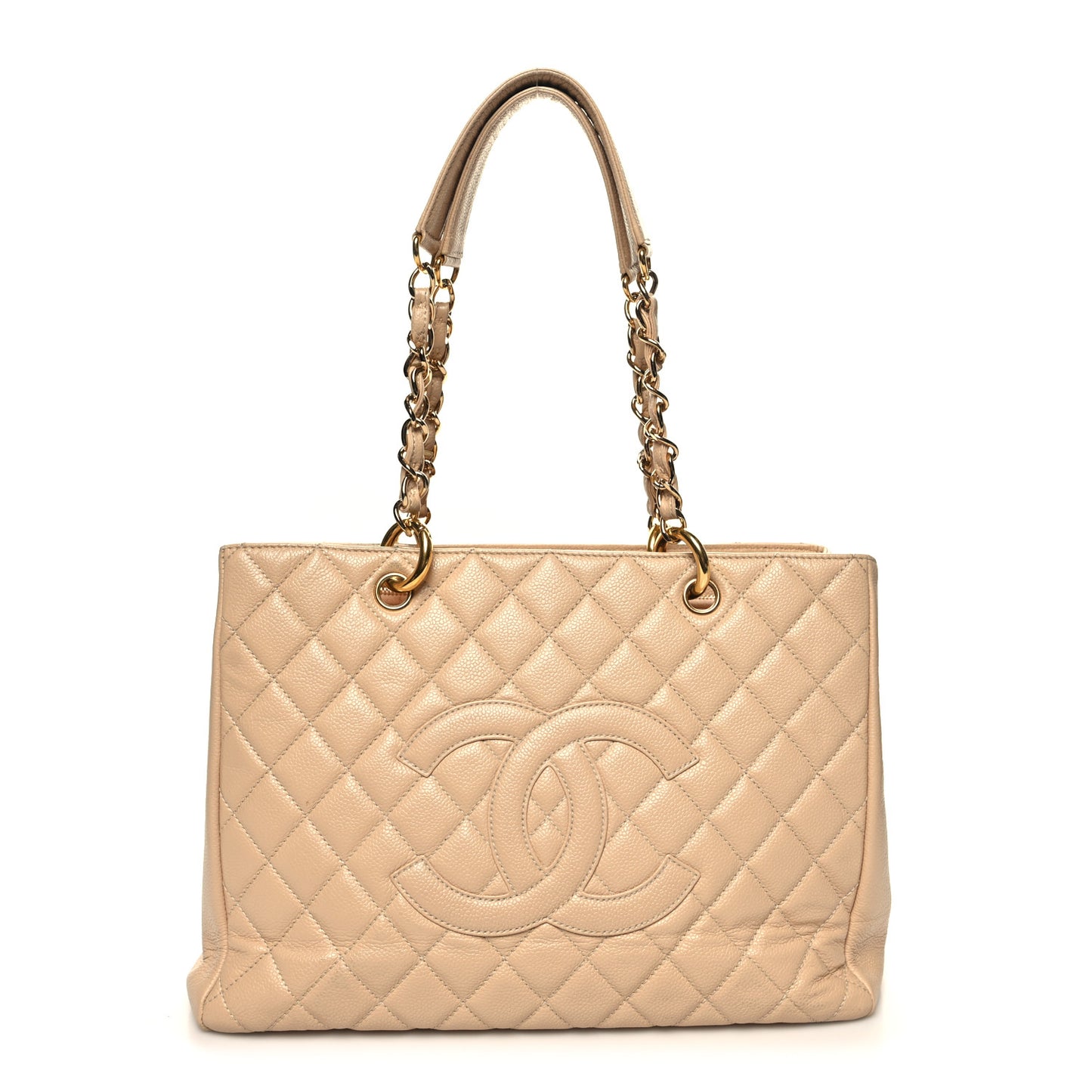 Caviar Quilted Grand Shopping Tote GST Beige Clair