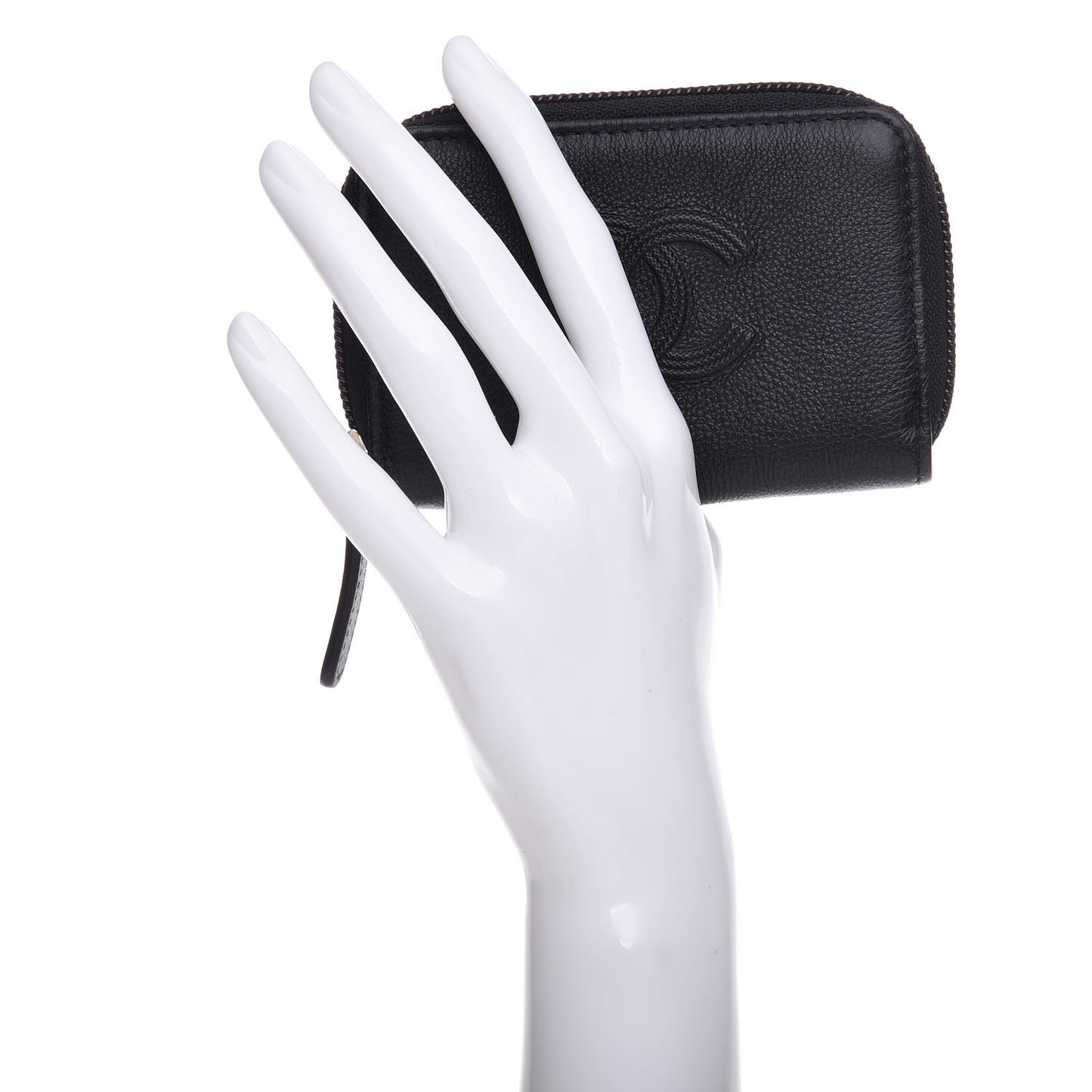 Calfskin Timeless CC Zip Around Coin Purse Black