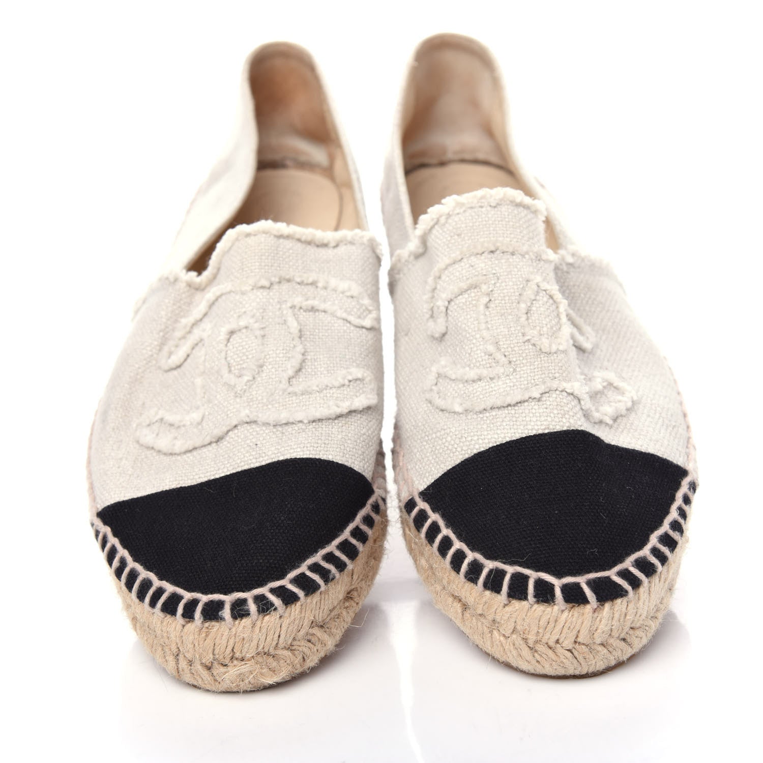 Chanel Linen CC Espadrilles 40 Beige Black 5 of 11