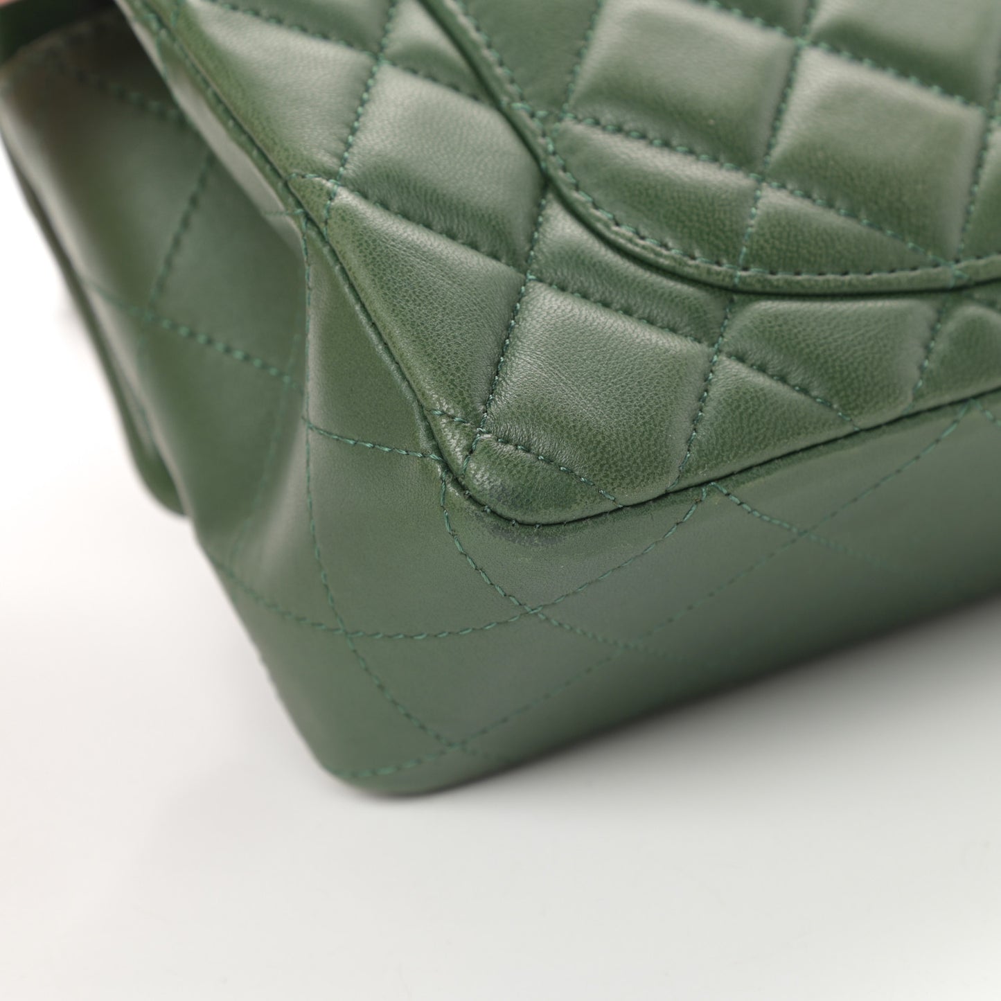 Lambskin Quilted Mini Rectangular Flap Green