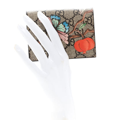 Gucci GG Supreme Monogram Tian Card Case Beige Multicolor Red 2 of 7