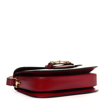 Gucci GG Supreme Monogram Azalea Calfskin Horsebit 1955 Shoulder Bag Beige Ebony New Cherry Red 4 of 14