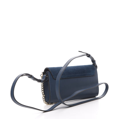 Chloe Suede Calfskin Mini Faye Shoulder Bag Majolica Blue 3 of 12
