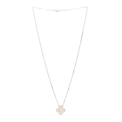 Van Cleef & Arpels 18K White Gold Mother of Pearl Vintage Alhambra Pendant Necklace 3 of 6
