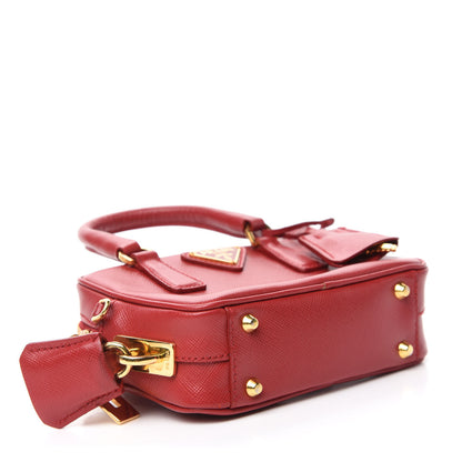 Prada Saffiano Lux Mini Top Handle Crossbody Bag Fuoco 4 of 14