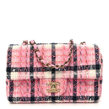 Chanel Tweed Quilted Mini Rectangular Flap Pink Navy White 1 of 11