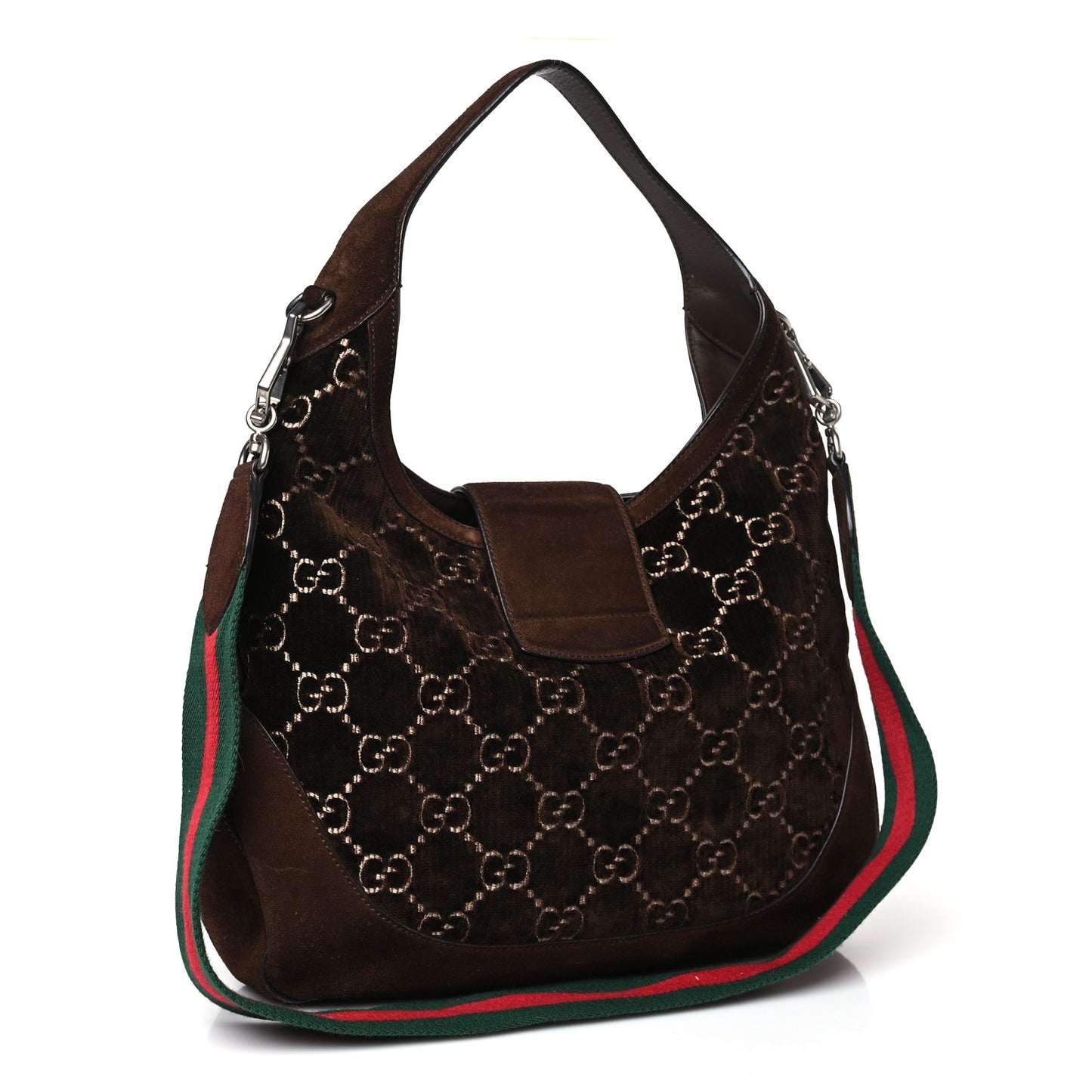 Velvet GG Monogram Web Medium Dionysus Hobo Brown